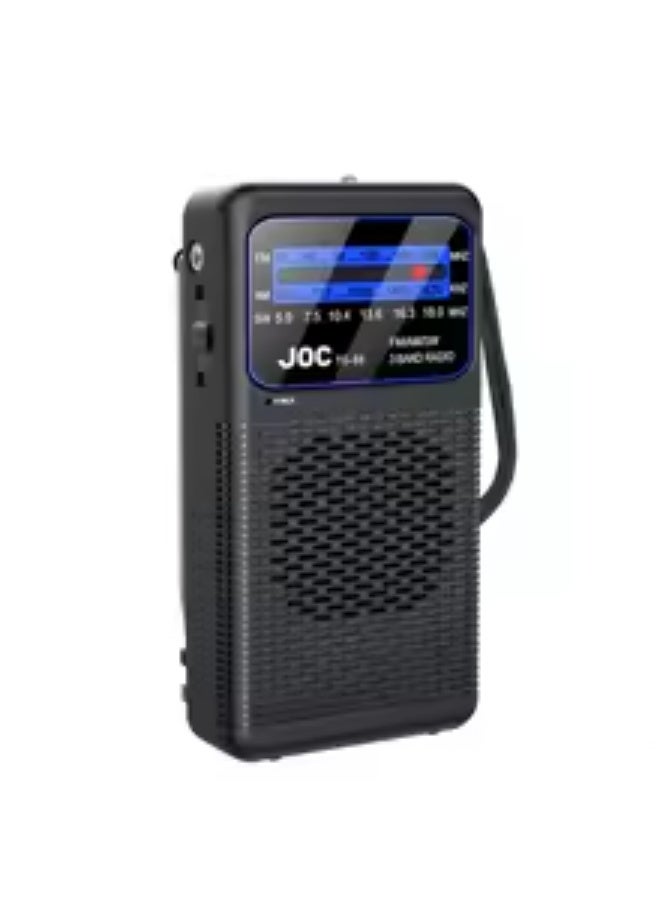 جوك المحمولة FM/AM/SW راديو بطارية استقبال FM استقبال ممتاز واضح المتكلم مع 3.5 مللي متر سماعة جاك LED الإضاءة لكبار السن - Image 1